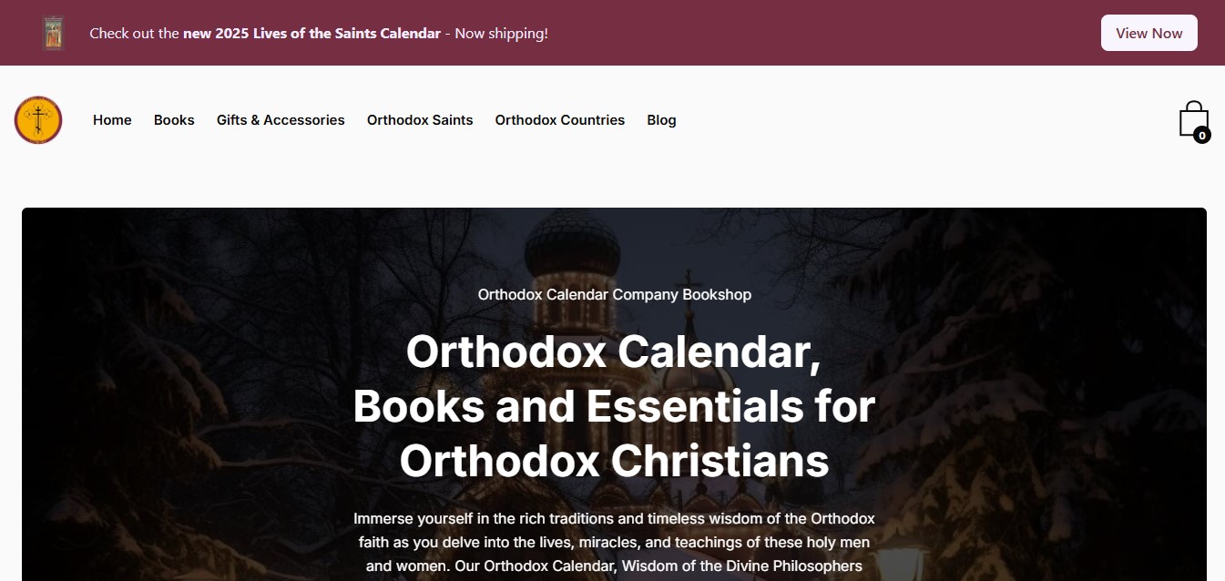 Calendar page displaying important dates and events for Orthodox Christians on a website.