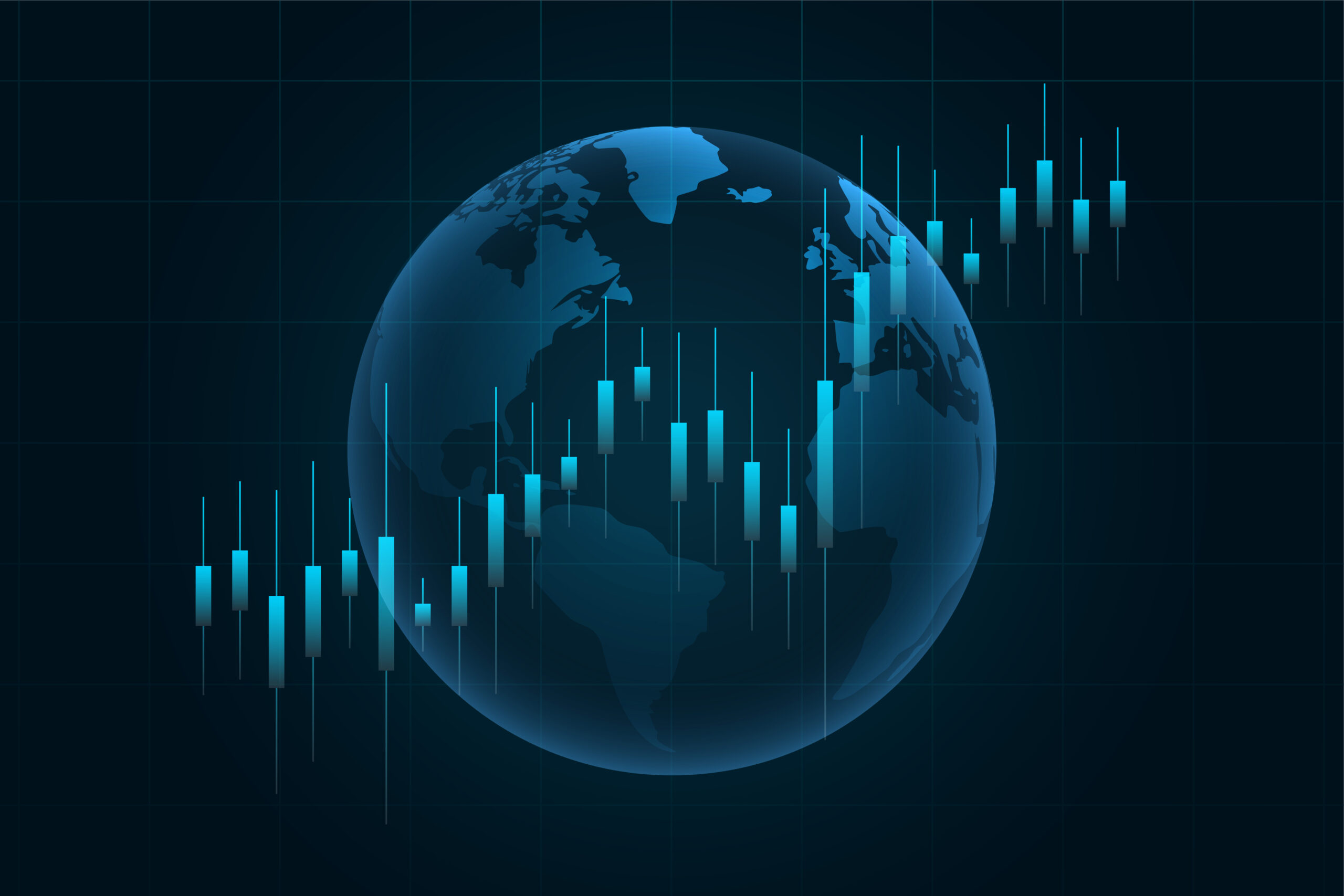 financial chart on globe background for forex trading or stock market vector