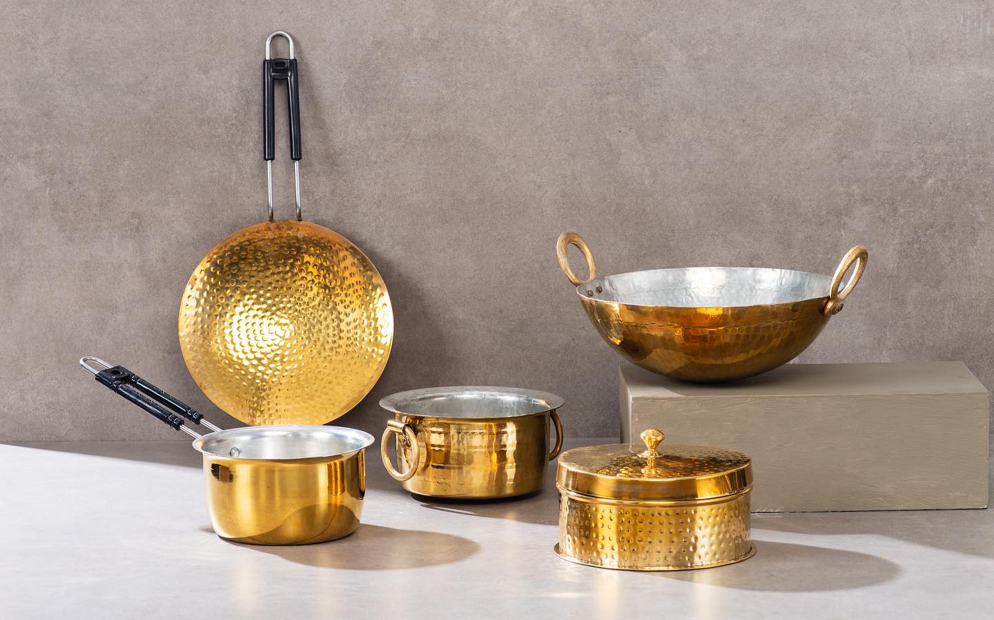 brass kitchen utensils