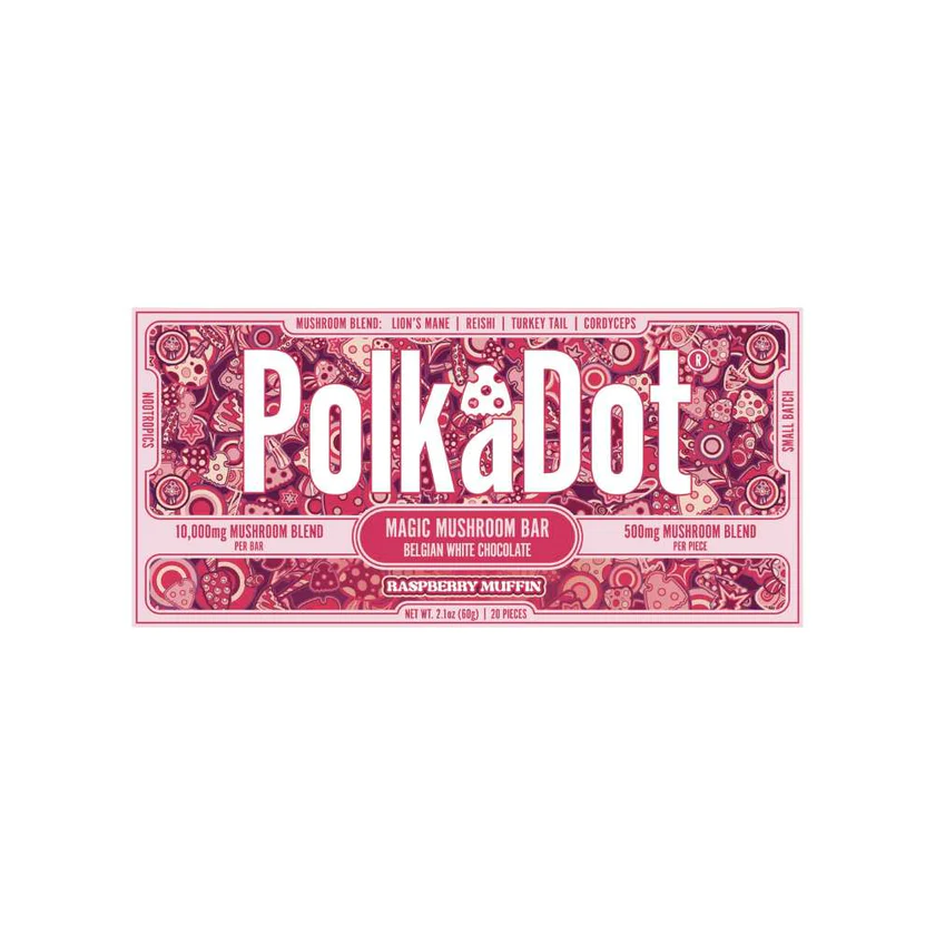 polkadot mushroom chocolate bar