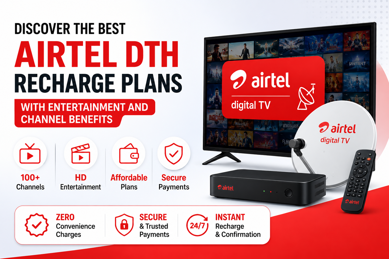 Discover The Best Airtel DTH Recharge Plans With Entertainment And Channel Benefits