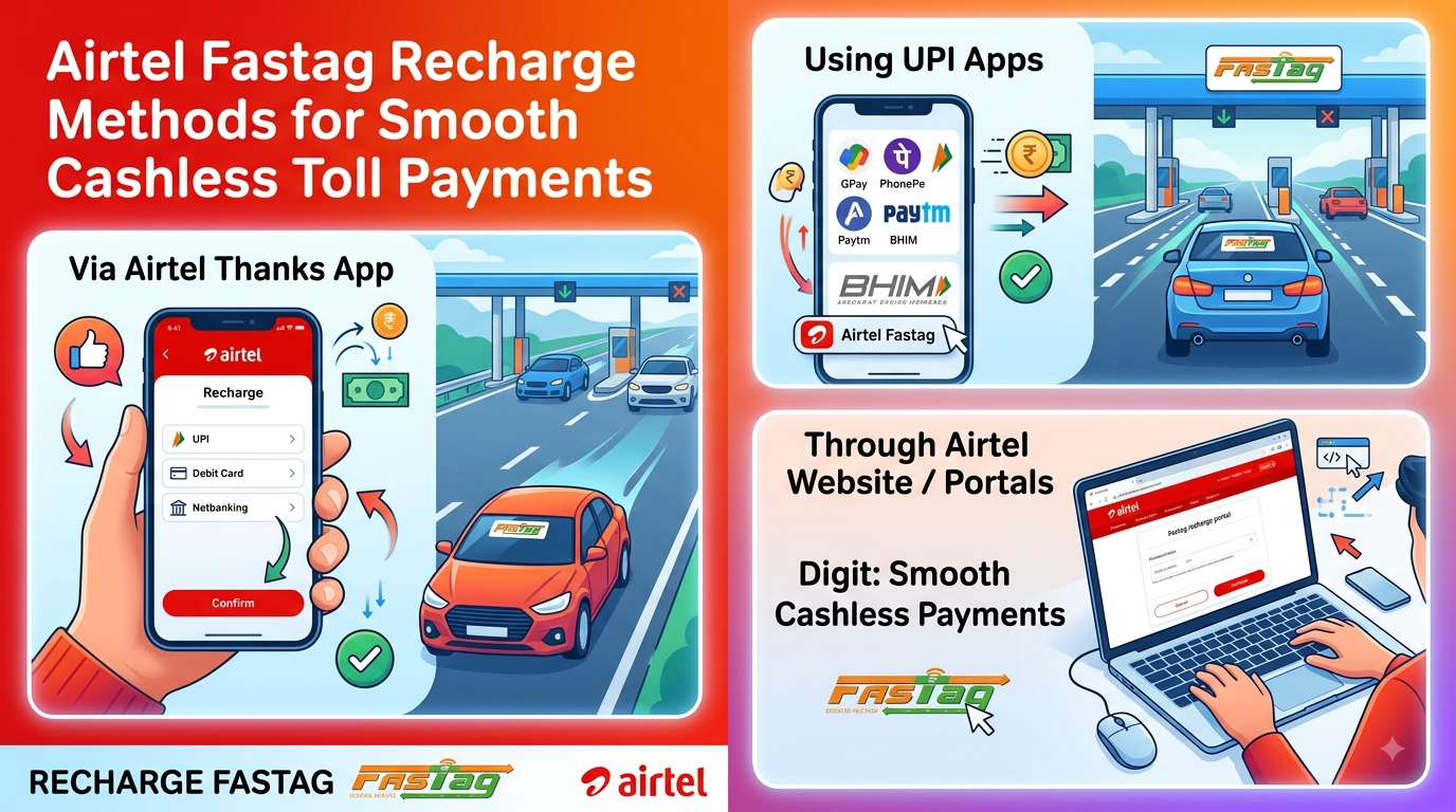 Airtel Fastag Recharge Methods for Smooth Cashless Toll Payments