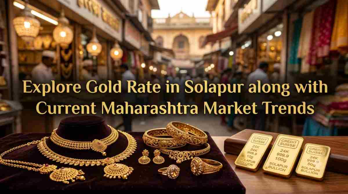 Gold coins and jewellery displayed to represent the gold rate in Solapur